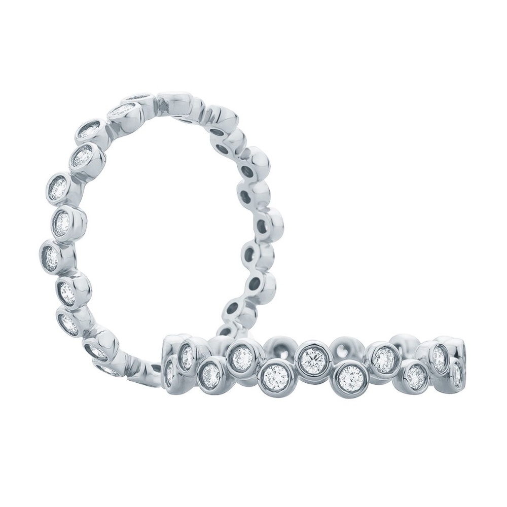 Designer A. JAFFE ~ 18K White Gold Bezel Set Diamond Eternity Ring Band ~NEW - Picture 8 of 14